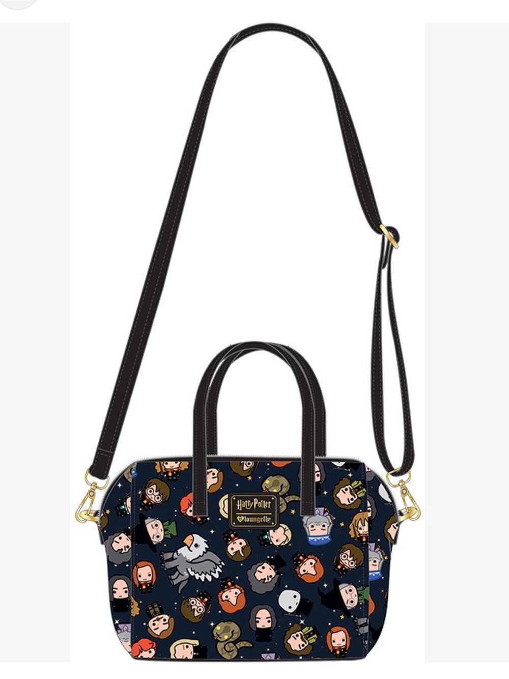 Loungefly x Harry Potter Chibi Print Leather Duffle Bag Removable Shoulder Strap